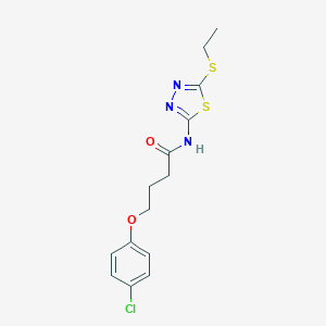 molecular formula C14H16ClN3O2S2 B255381 4-(4-chlorophenoxy)-N-(5-(ethylthio)-1,3,4-thiadiazol-2-yl)butanamide 
