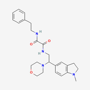 molecular formula C25H32N4O3 B2553813 N1-(2-(1-methylindolin-5-yl)-2-morpholinoethyl)-N2-phenethyloxalamide CAS No. 921924-56-3