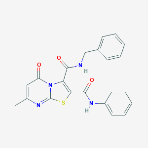 molecular formula C22H18N4O3S B255382 3-N-benzyl-7-methyl-5-oxo-2-N-phenyl-[1,3]thiazolo[3,2-a]pyrimidine-2,3-dicarboxamide 