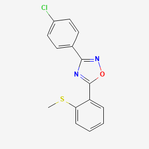 molecular formula C15H11ClN2OS B2553822 3-(4-Chlorophenyl)-5-[2-(methylsulfanyl)phenyl]-1,2,4-oxadiazole CAS No. 339015-55-3