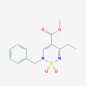 molecular formula C14H16N2O4S B2553824 Methyl 2-benzyl-5-ethyl-1,1-dioxo-1,2,6-thiadiazine-4-carboxylate CAS No. 2380187-95-9