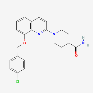 molecular formula C22H22ClN3O2 B2553825 1-(8-((4-氯苄基)氧基)喹啉-2-基)哌啶-4-甲酰胺 CAS No. 921860-71-1