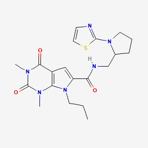 1,3-dimethyl-2,4-dioxo-7-propyl-N-((1-(thiazol-2-yl)pyrrolidin-2-yl)methyl)-2,3,4,7-tetrahydro-1H-pyrrolo[2,3-d]pyrimidine-6-carboxamide
