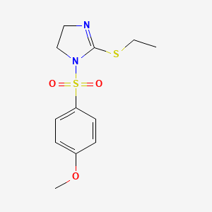 molecular formula C12H16N2O3S2 B2553838 2-乙基硫代-1-(4-甲氧苯基)磺酰-4,5-二氢咪唑 CAS No. 868216-53-9