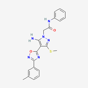 2-[5-amino-4-[3-(3-methylphenyl)-1,2,4-oxadiazol-5-yl]-3-(methylthio)-1H-pyrazol-1-yl]-N-phenylacetamide