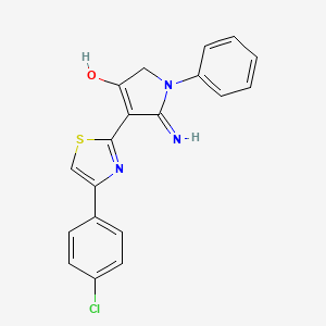 molecular formula C19H14ClN3OS B2553843 4-[4-(4-chlorophenyl)-1,3-thiazol-2-yl]-5-imino-1-phenyl-2,5-dihydro-1H-pyrrol-3-ol CAS No. 380386-92-5
