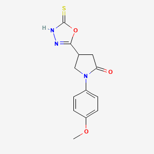 molecular formula C13H13N3O3S B2553844 4-(5-Mercapto-1,3,4-oxadiazol-2-yl)-1-(4-methoxyphenyl)pyrrolidin-2-one CAS No. 931965-77-4