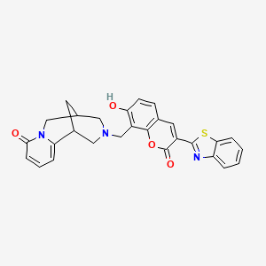 molecular formula C28H23N3O4S B2553850 3-((3-(benzo[d]thiazol-2-yl)-7-hydroxy-2-oxo-2H-chromen-8-yl)methyl)-3,4,5,6-tetrahydro-1H-1,5-methanopyrido[1,2-a][1,5]diazocin-8(2H)-one CAS No. 780808-53-9