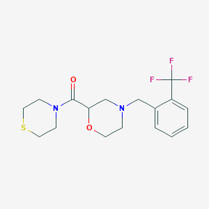 molecular formula C17H21F3N2O2S B2553851 Thiomorpholin-4-yl-[4-[[2-(trifluoromethyl)phenyl]methyl]morpholin-2-yl]methanone CAS No. 2415623-03-7