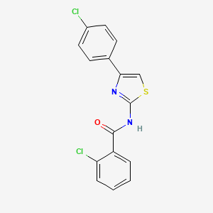 molecular formula C16H10Cl2N2OS B2553855 2-氯-N-[4-(4-氯苯基)-1,3-噻唑-2-基]苯甲酰胺 CAS No. 290829-24-2