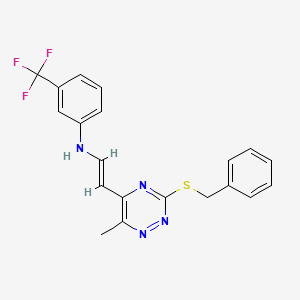 molecular formula C20H17F3N4S B2553861 N-(2-(3-(苄硫基)-6-甲基-1,2,4-三嗪-5-基)乙烯基)-3-(三氟甲基)苯胺 CAS No. 477866-49-2