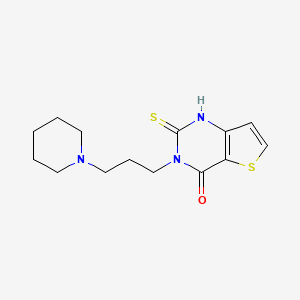molecular formula C14H19N3OS2 B2553862 3-[3-(piperidin-1-yl)propyl]-2-thioxo-2,3-dihydrothieno[3,2-d]pyrimidin-4(1H)-one CAS No. 688338-94-5
