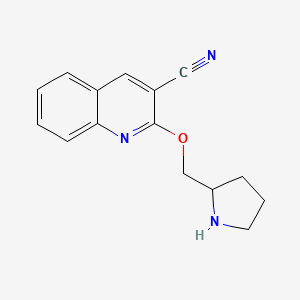 molecular formula C15H15N3O B2553878 2-[(Pyrrolidin-2-yl)methoxy]quinoline-3-carbonitrile CAS No. 1488639-14-0