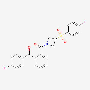 molecular formula C23H17F2NO4S B2553880 (2-(4-氟苯甲酰)苯基)(3-((4-氟苯基)磺酰)氮杂环丁-1-基)甲苯酮 CAS No. 1795416-52-2