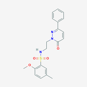molecular formula C20H21N3O4S B2553883 2-methoxy-5-methyl-N-(2-(6-oxo-3-phenylpyridazin-1(6H)-yl)ethyl)benzenesulfonamide CAS No. 921806-17-9