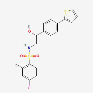 molecular formula C19H18FNO3S2 B2553890 4-fluoro-N-{2-hydroxy-2-[4-(thiophen-2-yl)phenyl]ethyl}-2-methylbenzene-1-sulfonamide CAS No. 2380190-20-3
