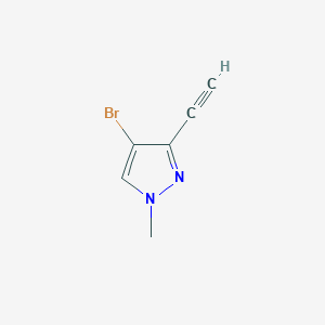 molecular formula C6H5BrN2 B2553900 4-溴-3-乙炔基-1-甲基吡唑 CAS No. 2413878-82-5