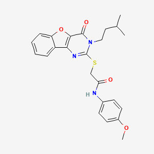 molecular formula C24H25N3O4S B2553901 N-(4-methoxyphenyl)-2-{[3-(3-methylbutyl)-4-oxo-3,4-dihydro[1]benzofuro[3,2-d]pyrimidin-2-yl]sulfanyl}acetamide CAS No. 900003-12-5