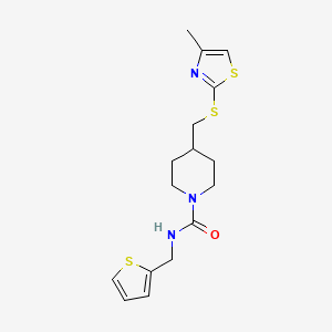 4-(((4-methylthiazol-2-yl)thio)methyl)-N-(thiophen-2-ylmethyl)piperidine-1-carboxamide