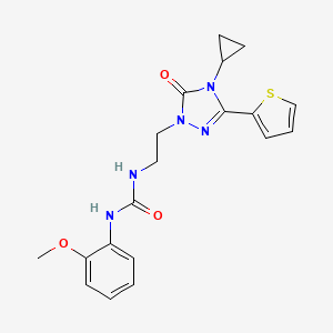 molecular formula C19H21N5O3S B2553904 1-(2-(4-cyclopropyl-5-oxo-3-(thiophen-2-yl)-4,5-dihydro-1H-1,2,4-triazol-1-yl)ethyl)-3-(2-methoxyphenyl)urea CAS No. 1448132-73-7