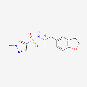 molecular formula C15H19N3O3S B2553906 N-(1-(2,3-dihydrobenzofuran-5-yl)propan-2-yl)-1-methyl-1H-pyrazole-4-sulfonamide CAS No. 2034450-80-9