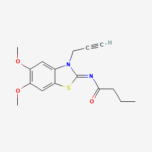 molecular formula C16H18N2O3S B2553912 (Z)-N-(5,6-dimethoxy-3-(prop-2-yn-1-yl)benzo[d]thiazol-2(3H)-ylidene)butyramide CAS No. 895441-19-7
