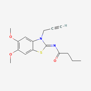 (Z)-N-(5,6-dimethoxy-3-(prop-2-yn-1-yl)benzo[d]thiazol-2(3H)-ylidene)butyramide