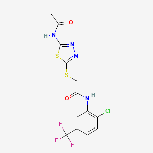 2-((5-acetamido-1,3,4-thiadiazol-2-yl)thio)-N-(2-chloro-5-(trifluoromethyl)phenyl)acetamide