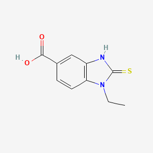 molecular formula C10H10N2O2S B2553921 1-ethyl-2-sulfanyl-1H-1,3-benzodiazole-5-carboxylic acid CAS No. 100440-62-8