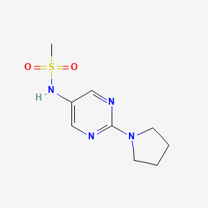 molecular formula C9H14N4O2S B2553924 N-(2-(吡咯烷-1-基)嘧啶-5-基)甲磺酰胺 CAS No. 1396800-86-4