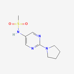 molecular formula C9H14N4O2S B2553924 N-(2-(ピロリジン-1-イル)ピリミジン-5-イル)メタンスルホンアミド CAS No. 1396800-86-4