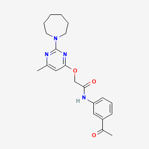 molecular formula C21H26N4O3 B2553932 N-(3-乙酰苯基)-2-((2-(氮杂环庚-1-基)-6-甲基嘧啶-4-基)氧基)乙酰胺 CAS No. 1226435-47-7