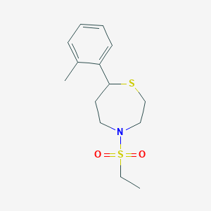 molecular formula C14H21NO2S2 B2553939 4-(Éthylsulfonyl)-7-(o-tolyl)-1,4-thiazépane CAS No. 1706004-77-4