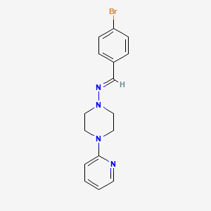 molecular formula C16H17BrN4 B2553943 (E)-N-(4-溴苯次亚甲基)-4-(吡啶-2-基)哌嗪-1-胺 CAS No. 305351-54-6