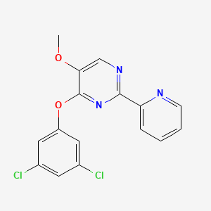 molecular formula C16H11Cl2N3O2 B2553945 4-(3,5-Dichlorophenoxy)-5-methoxy-2-(2-pyridinyl)pyrimidine CAS No. 338771-41-8