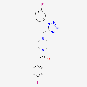 molecular formula C20H20F2N6O B2553957 2-(4-氟苯基)-1-(4-((1-(3-氟苯基)-1H-四唑-5-基)甲基)哌嗪-1-基)乙酮 CAS No. 1021254-20-5