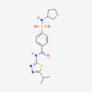 molecular formula C17H22N4O3S2 B2553965 4-(N-cyclopentylsulfamoyl)-N-(5-isopropyl-1,3,4-thiadiazol-2-yl)benzamide CAS No. 898657-76-6