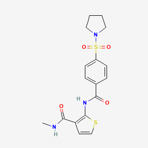 molecular formula C17H19N3O4S2 B2553967 N-甲基-2-(4-(吡咯烷-1-磺酰基)苯甲酰胺)噻吩-3-甲酰胺 CAS No. 888413-27-2