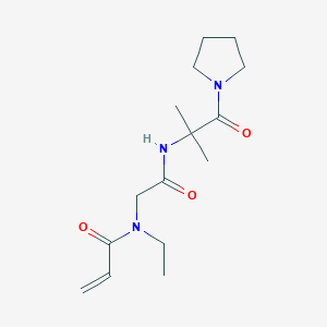 molecular formula C15H25N3O3 B2553969 N-Ethyl-N-[2-[(2-methyl-1-oxo-1-pyrrolidin-1-ylpropan-2-yl)amino]-2-oxoethyl]prop-2-enamide CAS No. 2361730-68-7