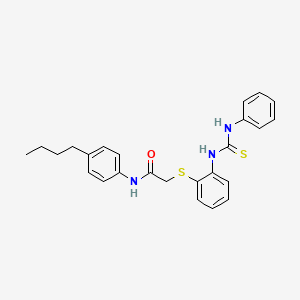 molecular formula C25H27N3OS2 B2553973 2-({2-[(anilinocarbothioyl)amino]phenyl}sulfanyl)-N-(4-butylphenyl)acetamide CAS No. 763118-53-2