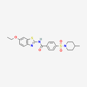 molecular formula C22H25N3O4S2 B2553975 N-(6-乙氧基苯并[d]噻唑-2-基)-4-((4-甲基哌啶-1-基)磺酰基)苯甲酰胺 CAS No. 683268-64-6