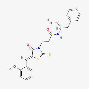 N-(1-hydroxy-3-phenylpropan-2-yl)-3-[(5Z)-5-[(2-methoxyphenyl)methylidene]-4-oxo-2-sulfanylidene-1,3-thiazolidin-3-yl]propanamide