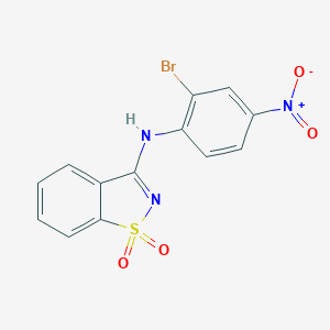 molecular formula C13H8BrN3O4S B255398 3-{2-Bromo-4-nitroanilino}-1,2-benzisothiazole 1,1-dioxide 
