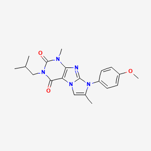 molecular formula C20H23N5O3 B2553986 3-isobutyl-8-(4-methoxyphenyl)-1,7-dimethyl-1H-imidazo[2,1-f]purine-2,4(3H,8H)-dione CAS No. 896807-83-3