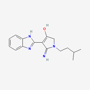 molecular formula C16H20N4O B2553988 5-amino-4-(1H-benzimidazol-2-yl)-1-(3-methylbutyl)-1,2-dihydro-3H-pyrrol-3-one CAS No. 881044-20-8