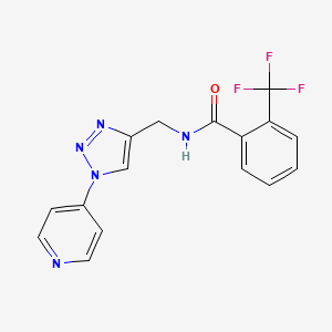 molecular formula C16H12F3N5O B2553993 N-((1-(吡啶-4-基)-1H-1,2,3-三唑-4-基)甲基)-2-(三氟甲基)苯甲酰胺 CAS No. 2034227-45-5