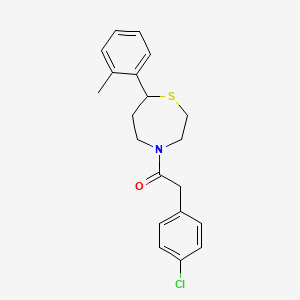 molecular formula C20H22ClNOS B2553999 2-(4-Chlorophenyl)-1-(7-(o-tolyl)-1,4-thiazepan-4-yl)ethanone CAS No. 1705330-18-2