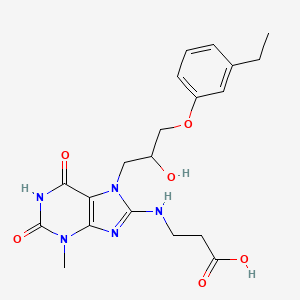 molecular formula C20H25N5O6 B2554000 3-((7-(3-(3-ethylphenoxy)-2-hydroxypropyl)-3-methyl-2,6-dioxo-2,3,6,7-tetrahydro-1H-purin-8-yl)amino)propanoic acid CAS No. 941937-68-4