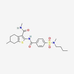 molecular formula C23H31N3O4S2 B2554001 2-(4-(N-butyl-N-methylsulfamoyl)benzamido)-N,6-dimethyl-4,5,6,7-tetrahydrobenzo[b]thiophene-3-carboxamide CAS No. 892982-52-4