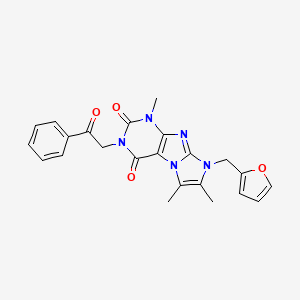 molecular formula C23H21N5O4 B2554012 6-(呋喃-2-基甲基)-4,7,8-三甲基-2-苯甲酰嘌呤[7,8-a]咪唑-1,3-二酮 CAS No. 876671-15-7